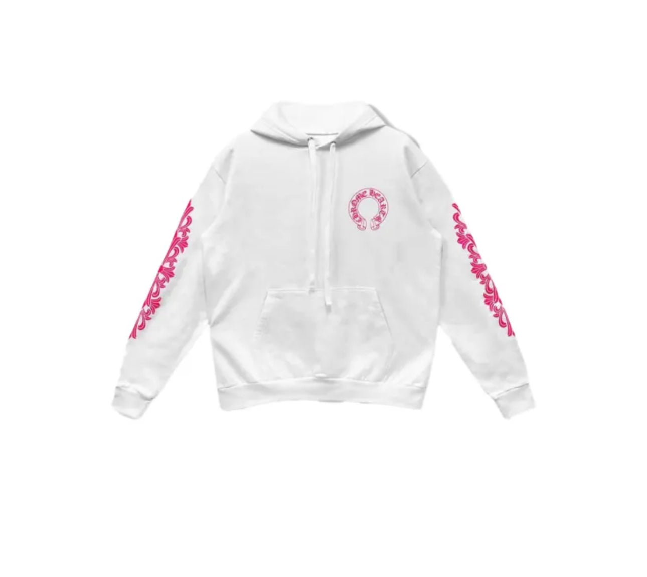 Chrome hearts horseshoe floral white pink hoodie