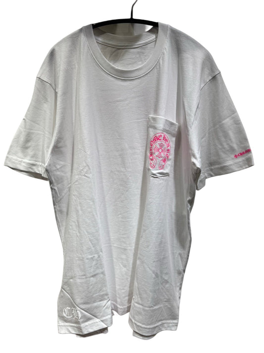 Chrome hearts pink horseshoe tee (white)