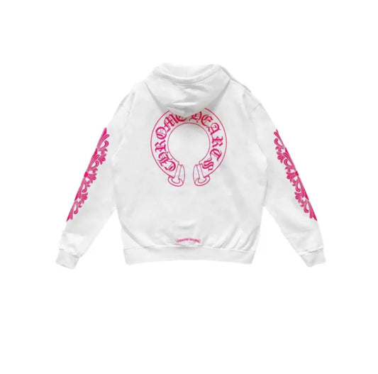 Chrome hearts horseshoe floral pink hoodie