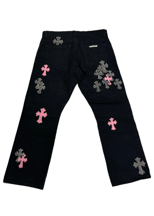Chrome hearts Fleur knee pink pants