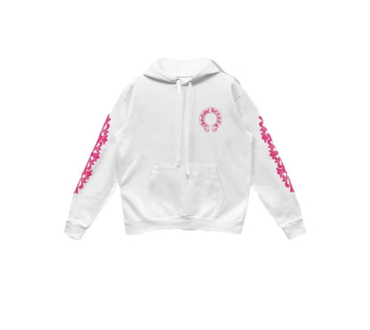 Chrome hearts horseshoe floral pink hoodie