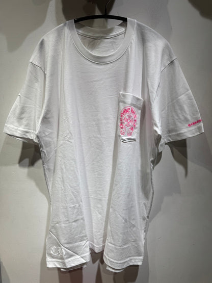 Chrome hearts pink horseshoe tee (white)
