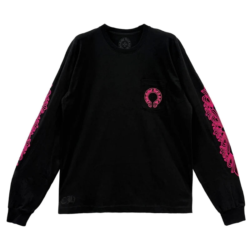 Chrome hearts floral horse shoe l/s (black pink)