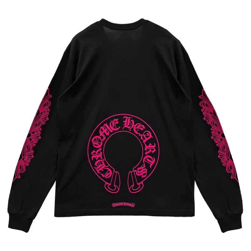 Chrome hearts floral horse shoe l/s (black pink)