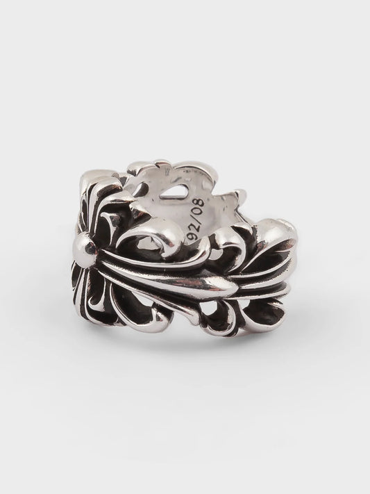 Chrome hearts double floral ring 7US