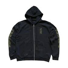 Chrome Hearts Vertical Logo Zip Hoodie Olive (L)