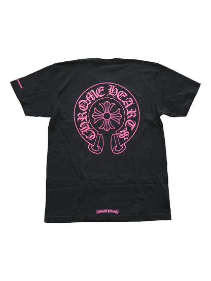 Chrome hearts horshoe black pink tee