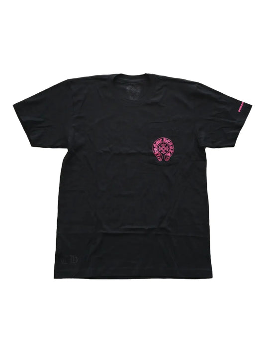 Chrome hearts horshoe black pink tee