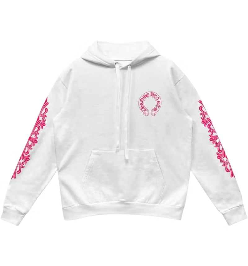 Chrome Hearts Horseshoe White Pink Hoodie (L)