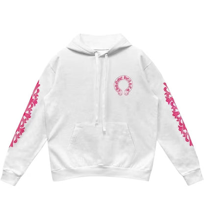 Chrome Hearts Horseshoe White Pink Hoodie (L)
