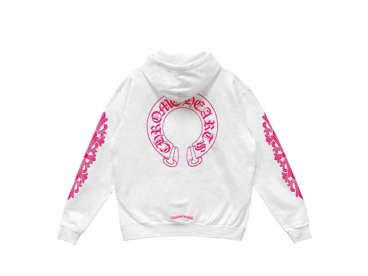 Chrome Hearts Horseshoe White Pink Hoodie (L)