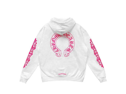 Chrome Hearts Horseshoe White Pink Hoodie (L)