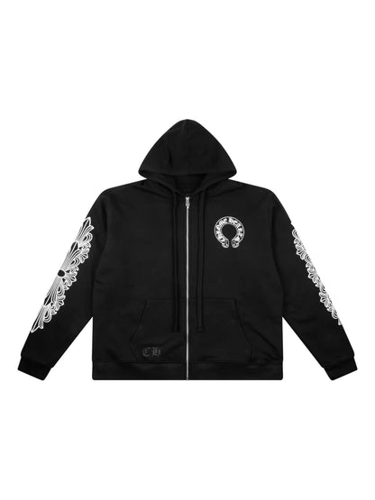 Chrome Hearts Horseshoe Floral Zip Hoodie (L)