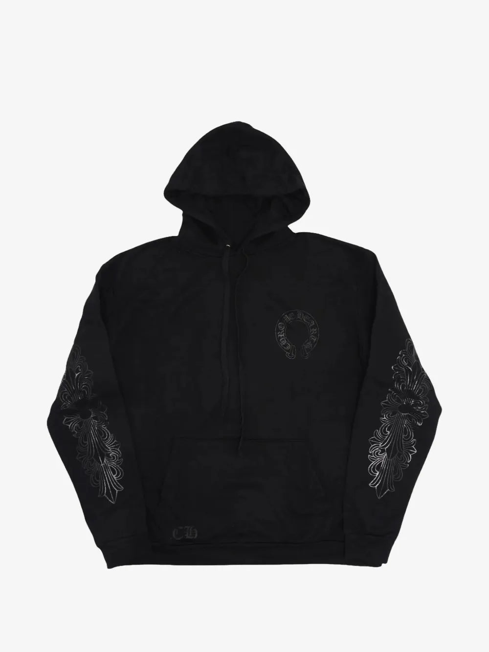 Chrome Hearts Horseshoe Floral Black on Black Hoodie (L)