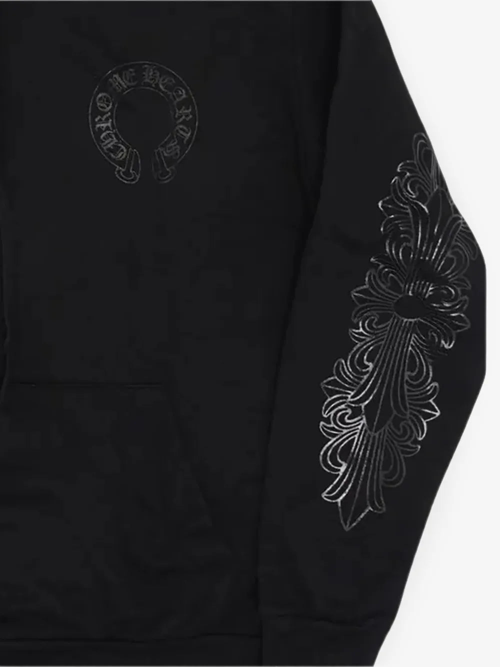 Chrome Hearts Horseshoe Floral Black on Black Hoodie (L)